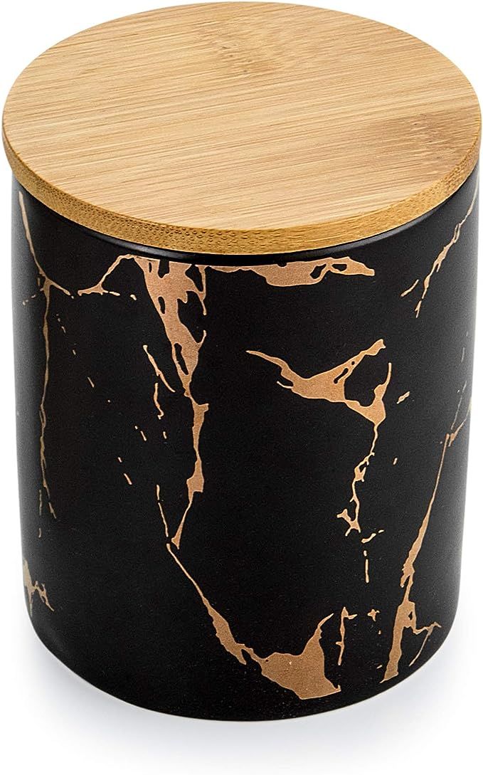 Black Kitchen Ceramic Canisters Set of 3 | KiiZYs Coffee Tea Sugar Canister Jar Set Bathroom Coun... | Amazon (US)