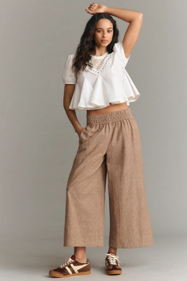 The Somerset Cotton-Linen Striped Pull-On Pants | Anthropologie (US)