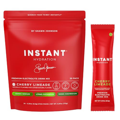 Instant Hydration Sugar Free Electrolytes Powder Packets - Shawn Johnson Cherry Limeade Electrolyte Drink Mix & Travel Essentials - Boost Recovery, Brain Health, Muscle & Tissue Support - 20 Sticks | Amazon (US)