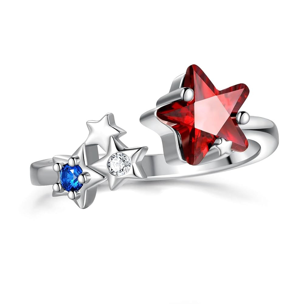 American Flag Ring 925 Sterling Silver July 4th Red White and Blue Jewelry Independence Day Gifts... | Amazon (US)