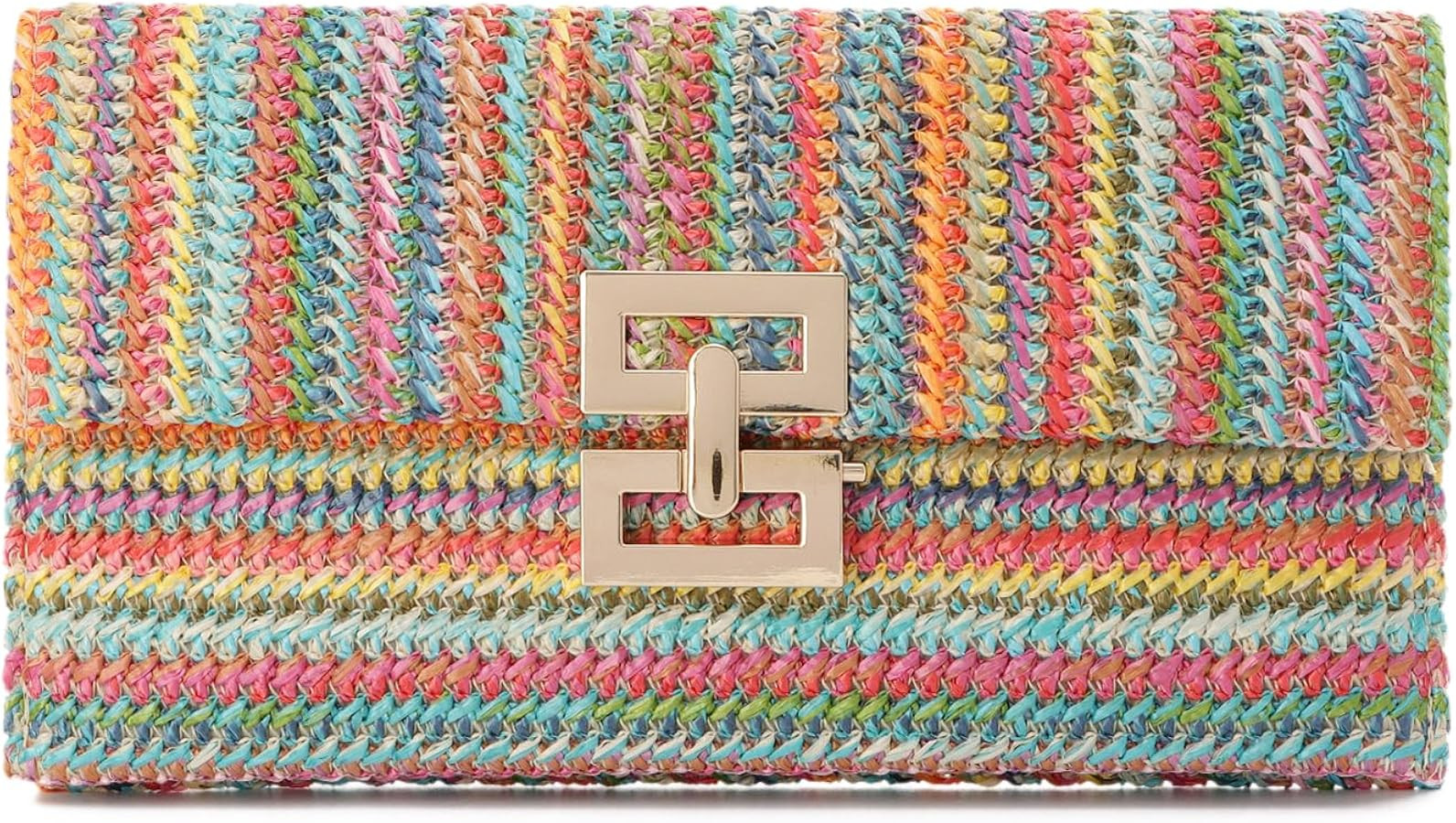 KUANG! Straw Clutch Purse for Women Beach Woven Bag Envelope Evening Clutch Straw Handbag | Amazon (US)