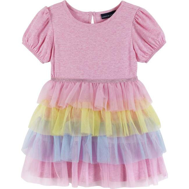 Pink Puff Sleeve Dress w/Multi Mesh Tiers | Maisonette