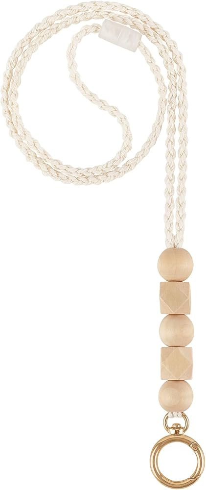 Mkono Lanyard for Id Badge Cute Teacher Lanyards with Id Holder, Adjustable Wooden Beaded Lanyard... | Amazon (US)