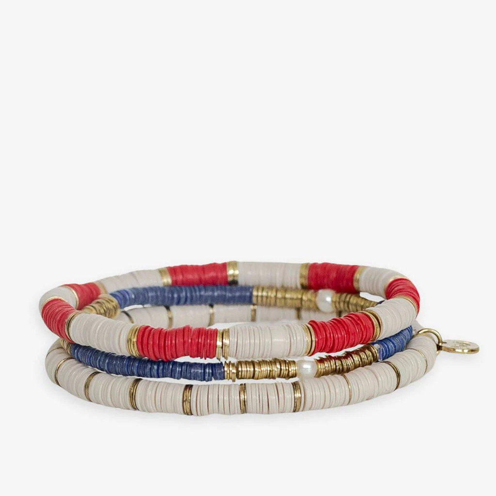 Grace Game Day Sequin Bracelet Stack of 3 Red White and Blue | INK+ALLOY