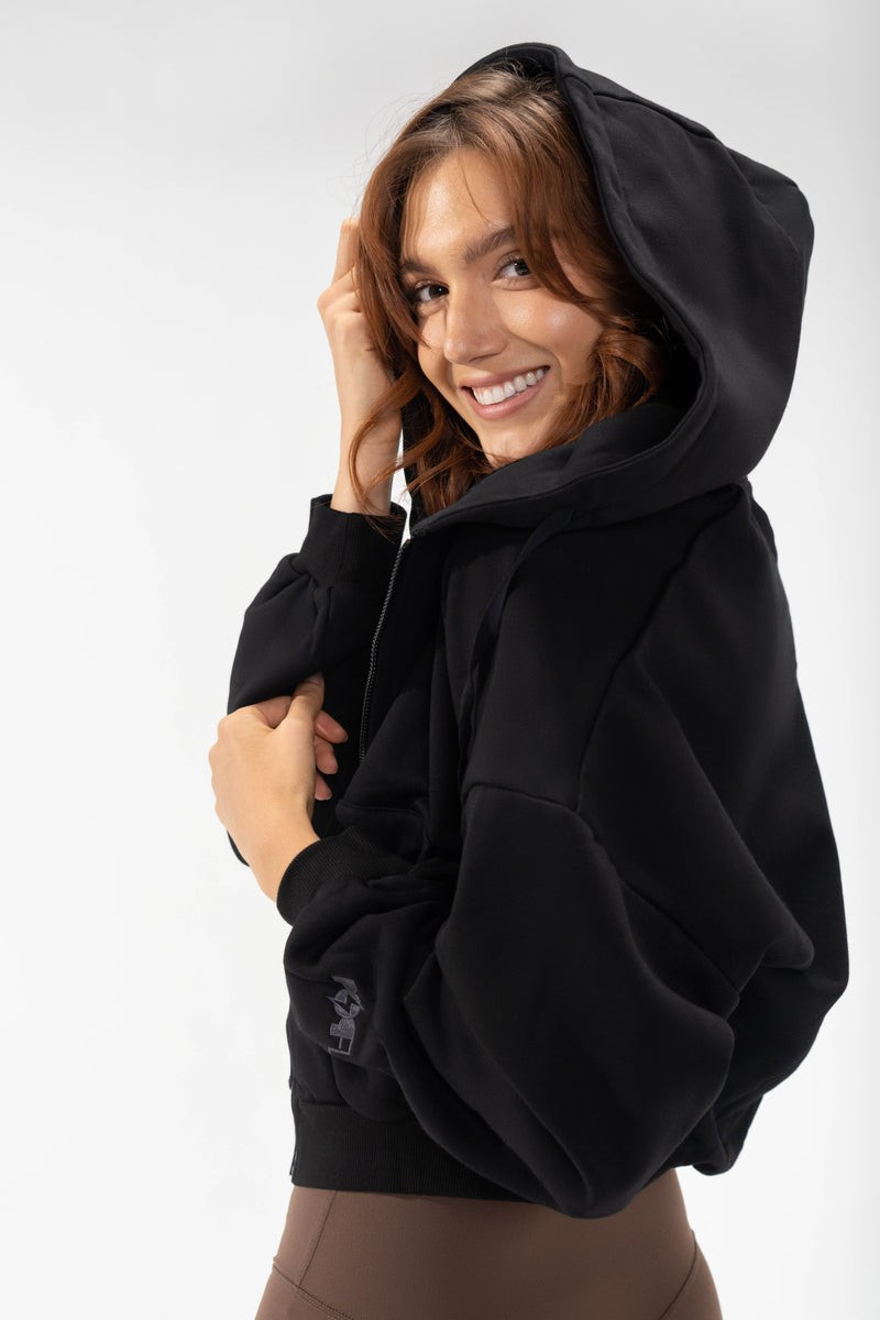 Zip Cloud Hoodie - Black | POPFLEX