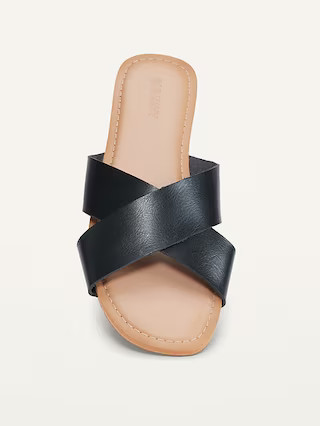 Criss-Cross Faux-Leather Sandals for Women | Old Navy (US)