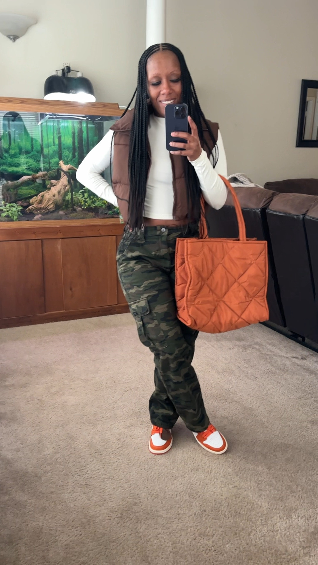 How to style Air Jordan 1 ‘Starfish’
I’m wearing a size small in the shirt and puffer vest. Camo pants size 29x30 in men’s 

#LTKSeasonal #LTKstyletip #LTKshoecrush