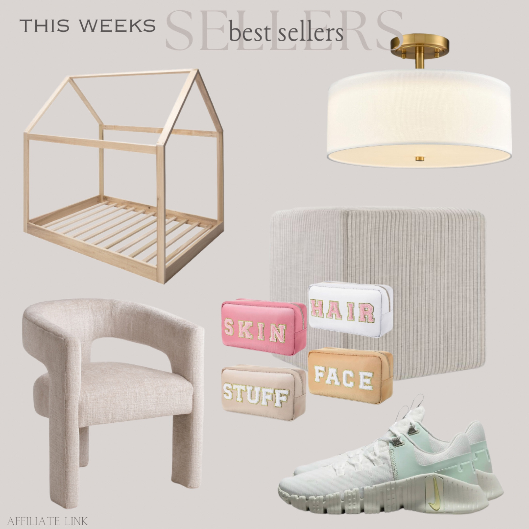 This week’s Best Sellers! 


House bed | Kids bed | chandelier | dining room chair | accent chair | womens sneakers | ottoman | cosmetic bag 

#amazon #target #nike #etsy #tjmaxx #homedecor #springdecor 