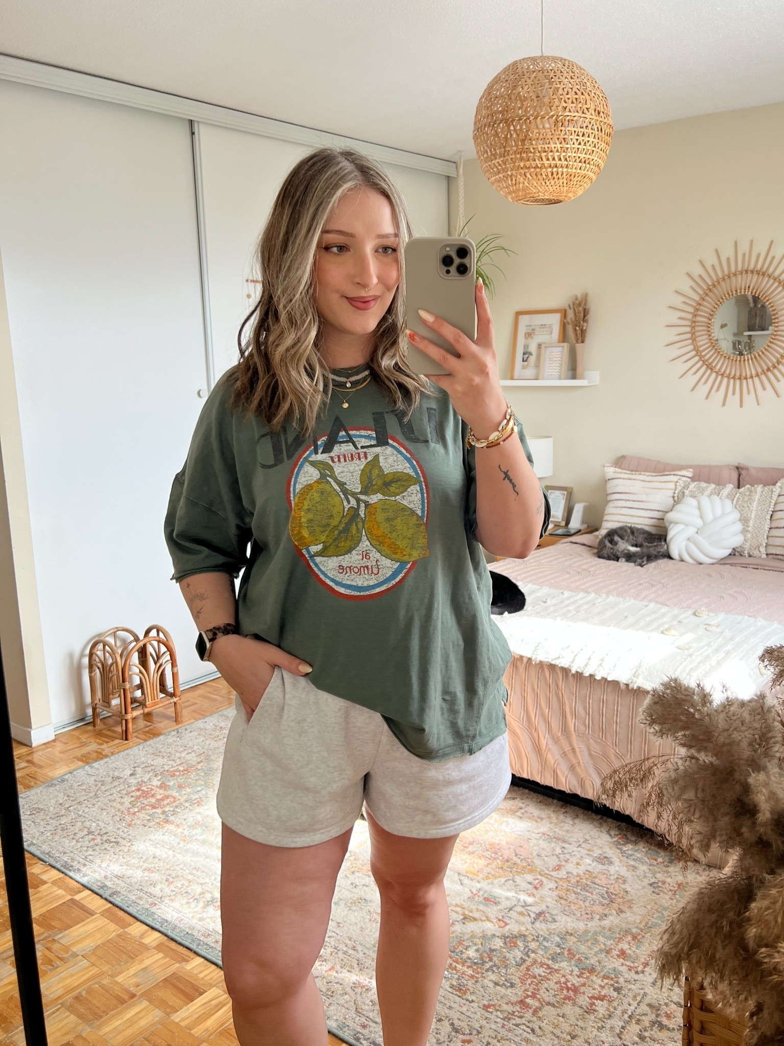 Comfy ootd from @aerie ! Wearing my usual size L in the graphic tee and sweatshorts

#LTKsummer #LTKsale #LTKmidsize