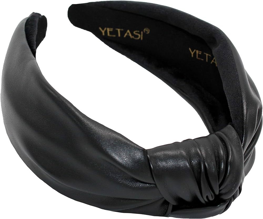 YETASI Black Leather Knotted Headband for Women: Because Messy Hair Days Deserve a Chic Solution | Amazon (US)