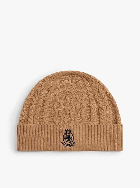 Zopfstrick-Beanie mit TH-Wappen | Tommy Hilfiger (DE)