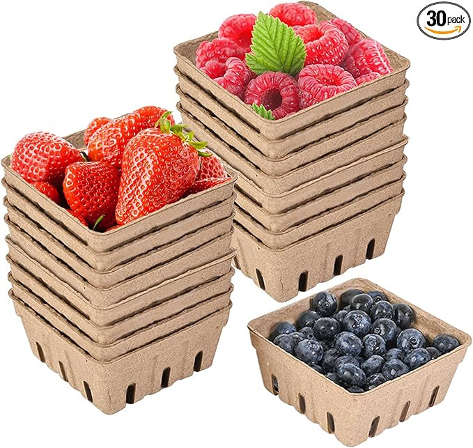 30 Pack Natural Pulp Fiber Berry Basket, Small Molded Produce Vented Basket Kitchen Supplies for ... | Amazon (US)
