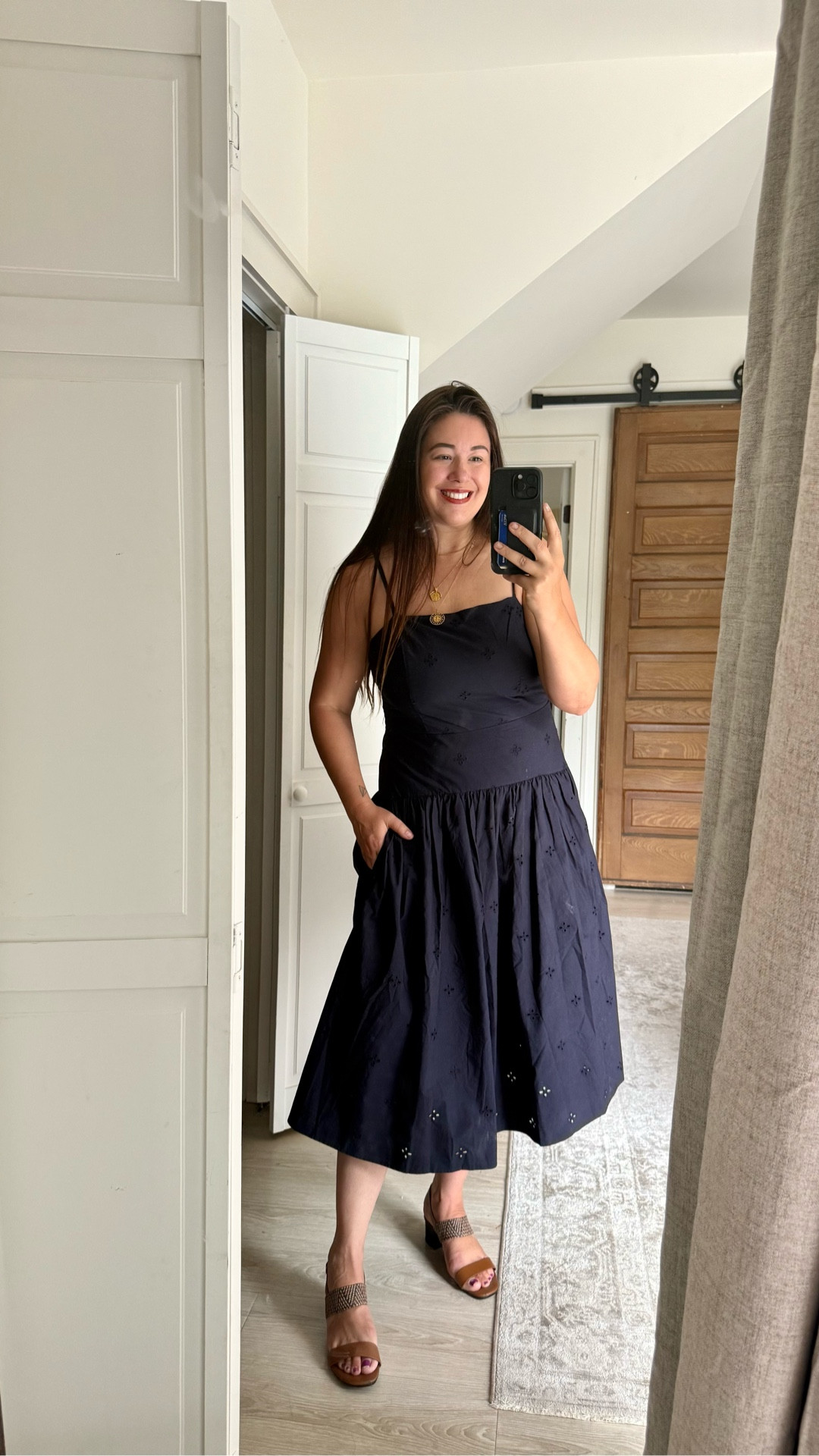 Sweet eyelet dress! Cotton, breathable, lined, and pockets! Currently on sale for $24, in Navy and white  🤍 size down, I am a size 12 and got a medium. Love the fit! 

#LTKSeasonal #LTKStyleTip #LTKSaleAlert