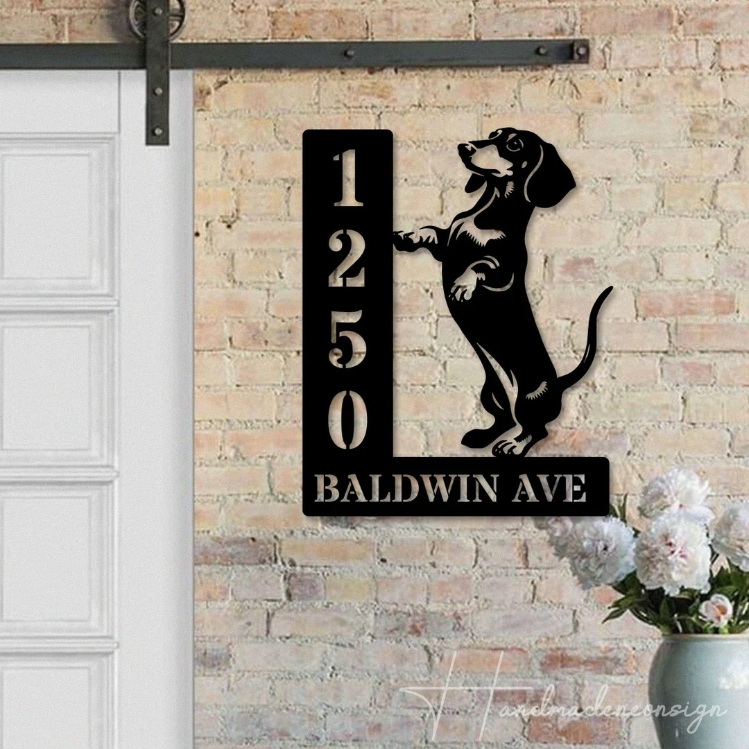 Personalized Dachshund House Number, Pet Home Number Metal Wall Sign, Animal Outdoor House Addres... | Etsy (US)