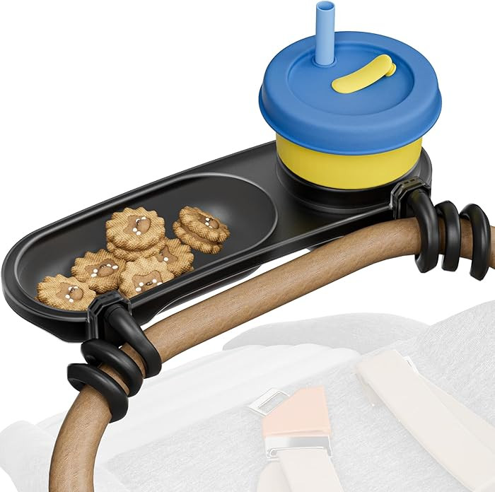 Universal Snack Tray for Stroller, Cup Holder Tray with Flexible Silicone Arm Gripper, Stays in P... | Amazon (US)