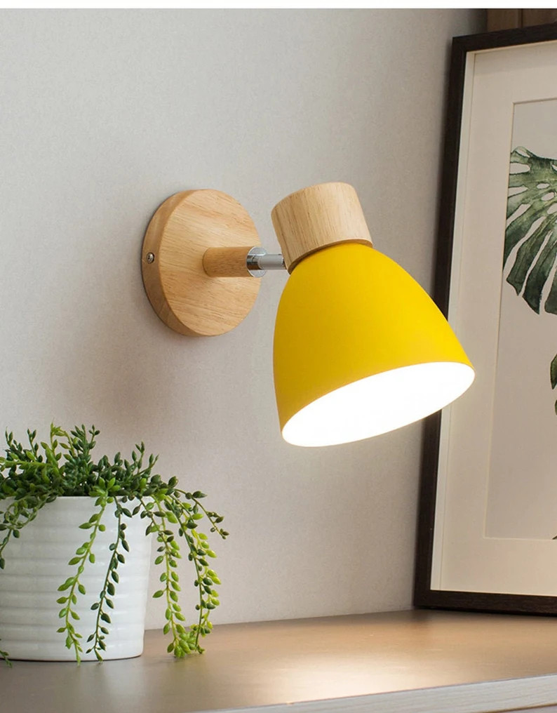 Wood Wall Lamp, LED Wall Light, Nordic Macaroon Sconces, Bedside Light, Night Lights, Modern Nord... | Etsy (US)