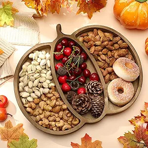 Spiareal Thanksgiving Wooden Serving Platter Maple Pumpkin Leaf Christmas Snack Fruit Meat Cheese... | Amazon (US)