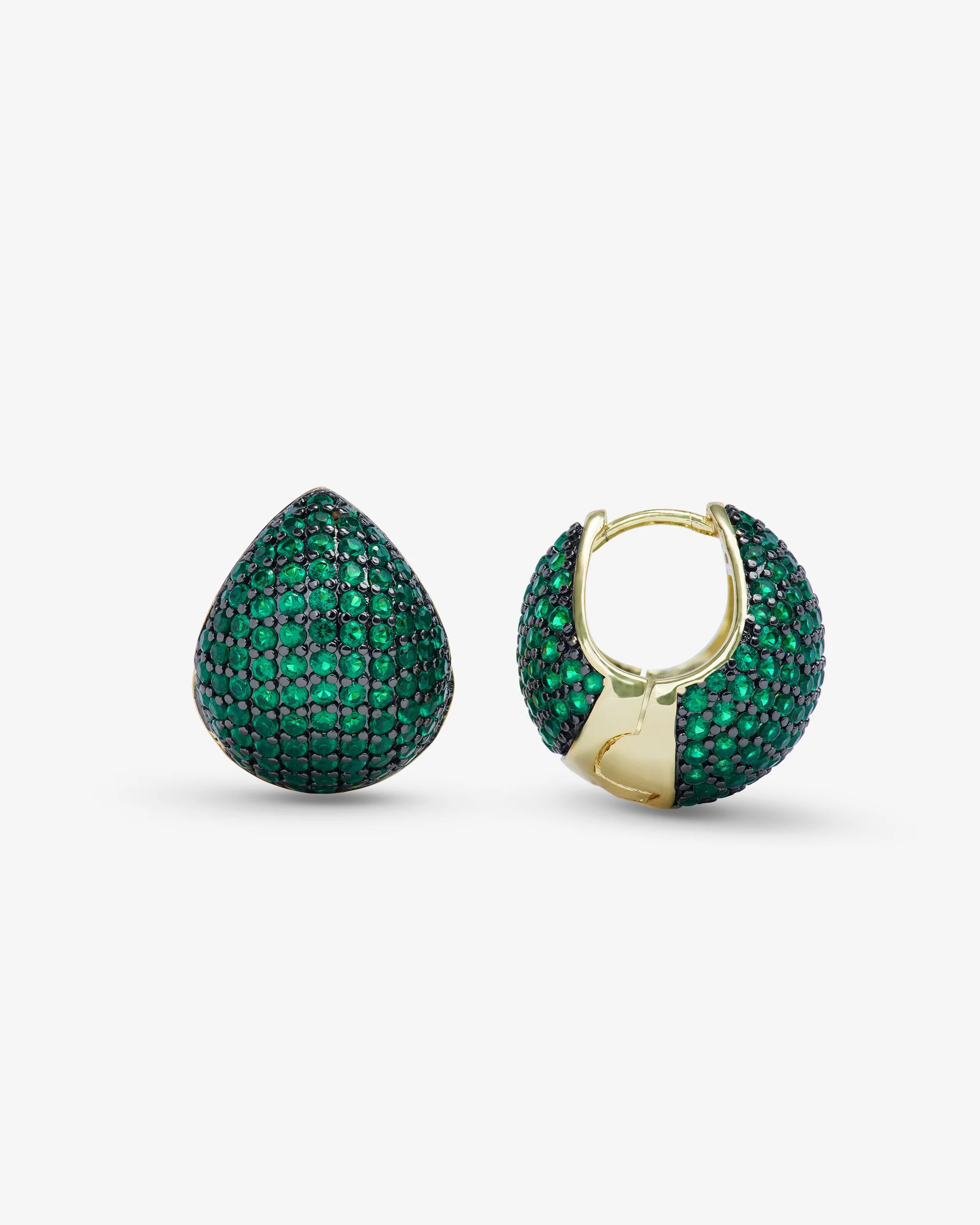 Norah Pavé Earrings - Gold|Emerald | Melinda Maria Jewelry