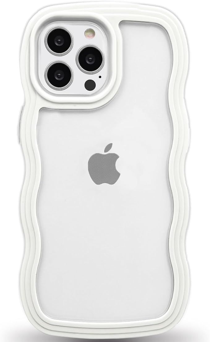 Anuck for iPhone 13 Pro Case Wavy Edge Clear Back Design, Anti-Slip Grip Cute Wave Curly Frame Sh... | Amazon (US)