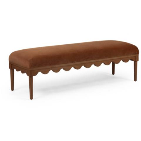 Oodle Bronze Vegan Mohair Bench in Walnut - #7667Y | Lamps Plus | Lamps Plus