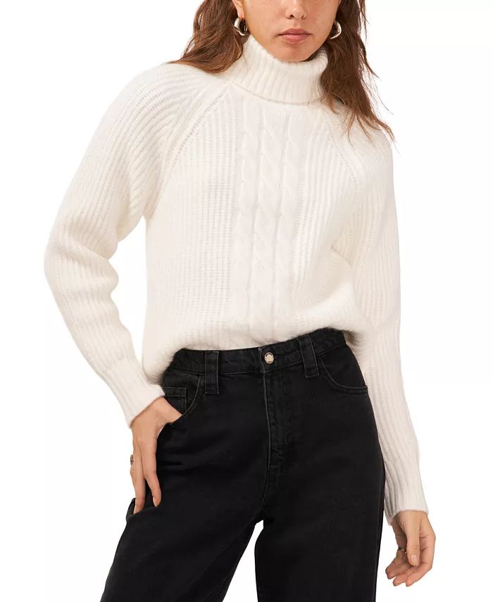 Women's Turtleneck Back-Cutout Raglan-Sleeve Sweater | Macy's