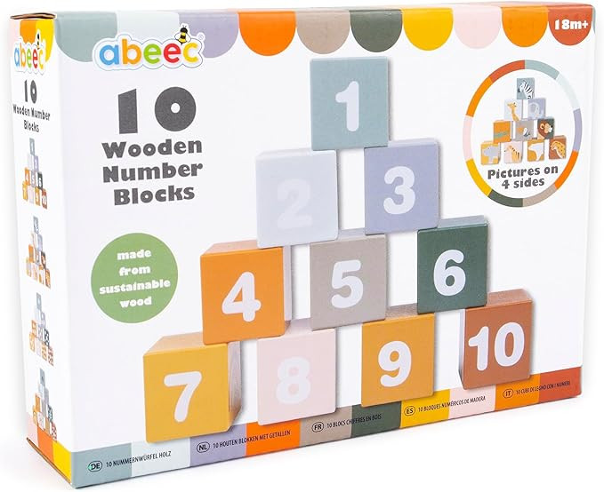 abeec Wooden Number Stacking Blocks for Babies - Educational Toys - Perfect 1st Birthday Gifts fo... | Amazon (UK)
