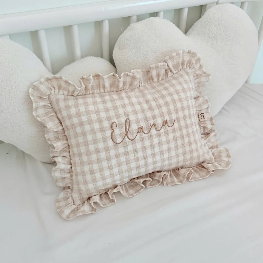 Baby Name Pillow With Ruffles, Personalized Nursery Cushion | Newborn Keepsake & Baby Shower Gift... | Etsy (US)