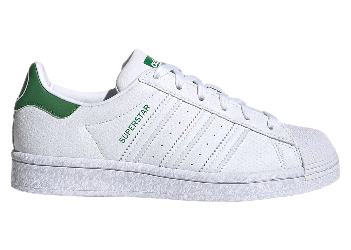 Adidas Superstar White Sneakers in Cloud White/Green | StockX