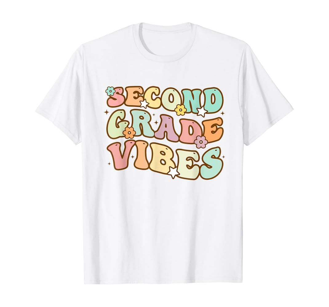 Back To School Second Grade Vibes Retro Teacher Women Kids T-Shirt | Amazon (US)