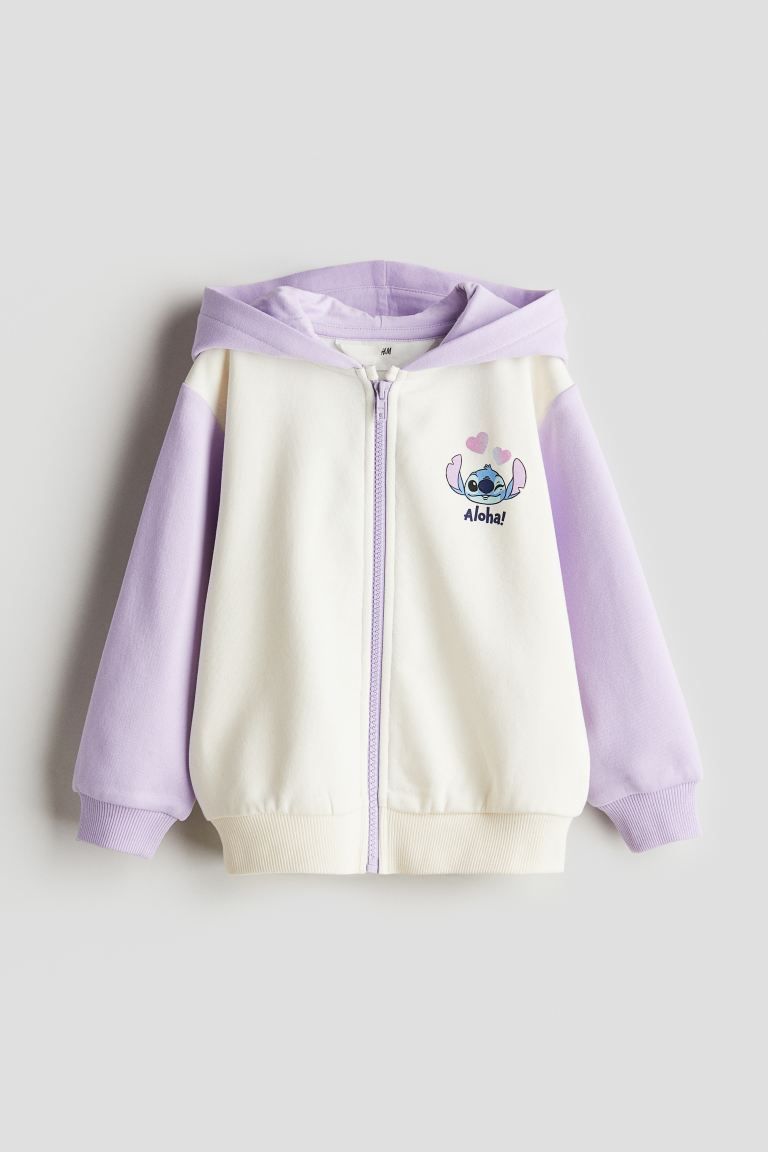 Printed Hooded Jacket - White/Lilo & Stitch - Kids | H&M US | H&M (US + CA)