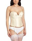 Carnival Women's Low Plunge Backless Satin Corset Bra, Champagne, 32D | Amazon (US)