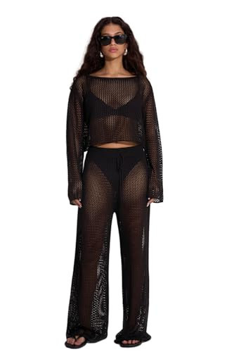 Gottex Beach Life Anna Two Open-Knit Crochet Beach Pants - Textured Beach Cover-up Pants, Drawstring Waist | Amazon (US)