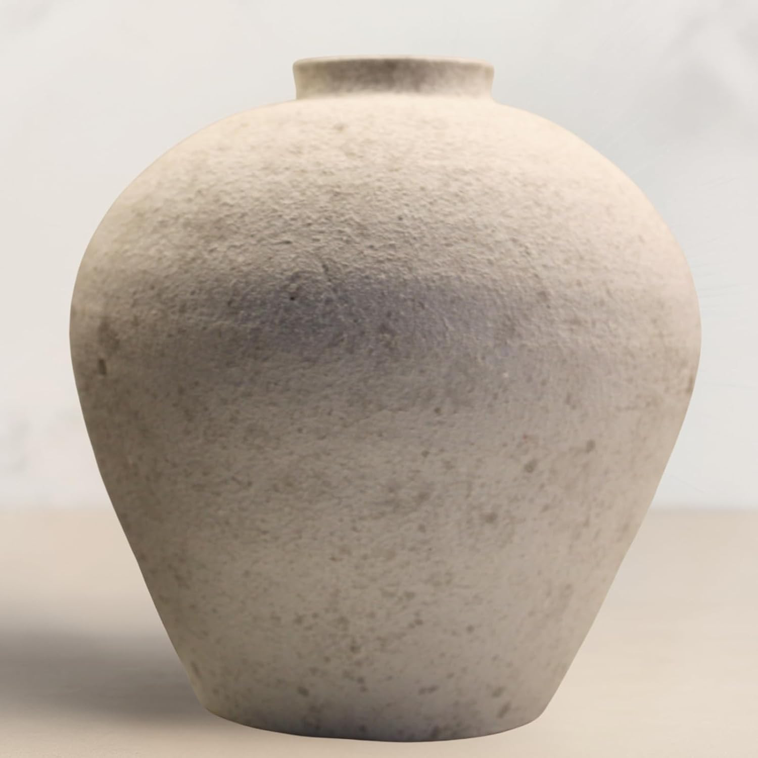 Handemade Large Round Vase for Centerpieces, White Farmhouse Rustic Vase | Amazon (US)