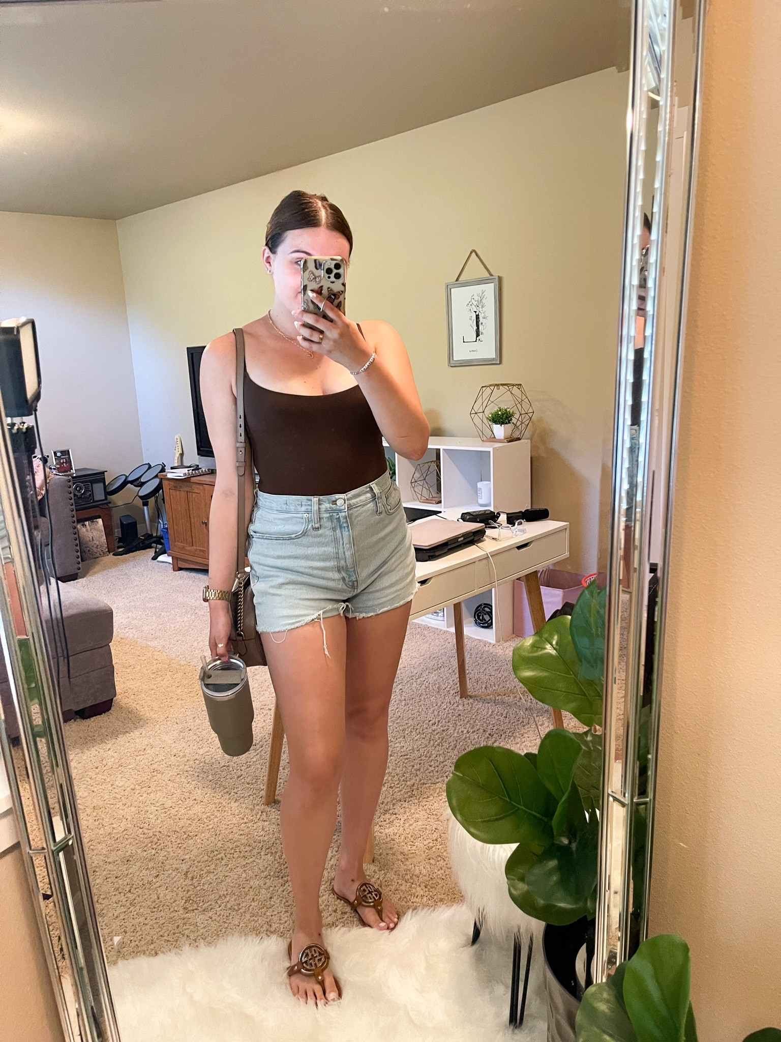 Casual pre fall inspired outfit. Featuring a skims bodysuit and madewell denim shorts 

I’m wearing a L bodysuit, size 30 shorts and size 9 sandals 

#LTKunder100 #LTKSeasonal #LTKstyletip