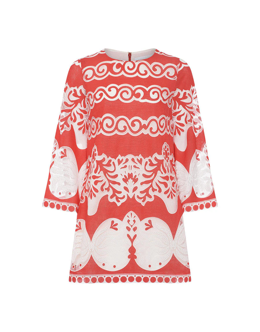 Stevie Lace Mini Dress in Red | Over The Moon