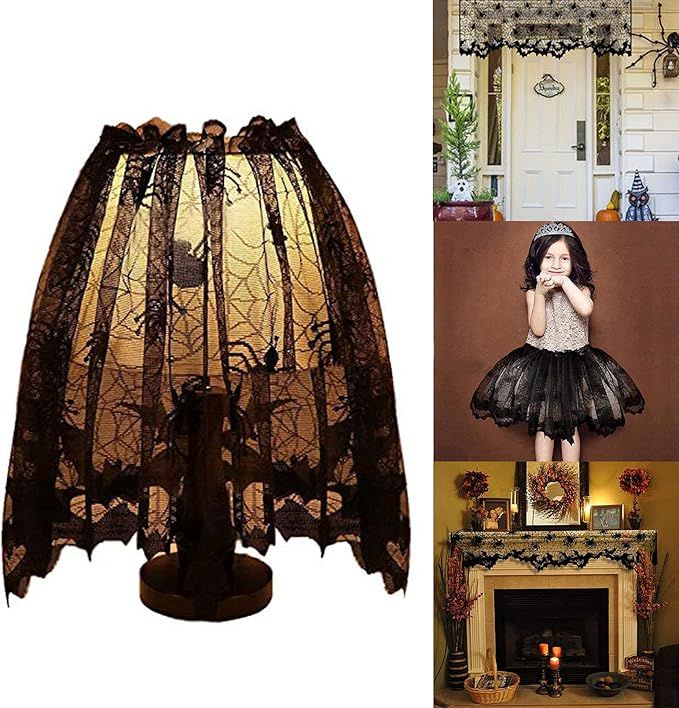Halloween Lace Halloween Decorations Lamp Shade Cover Halloween Decor Black Spider Web Halloween ... | Amazon (US)