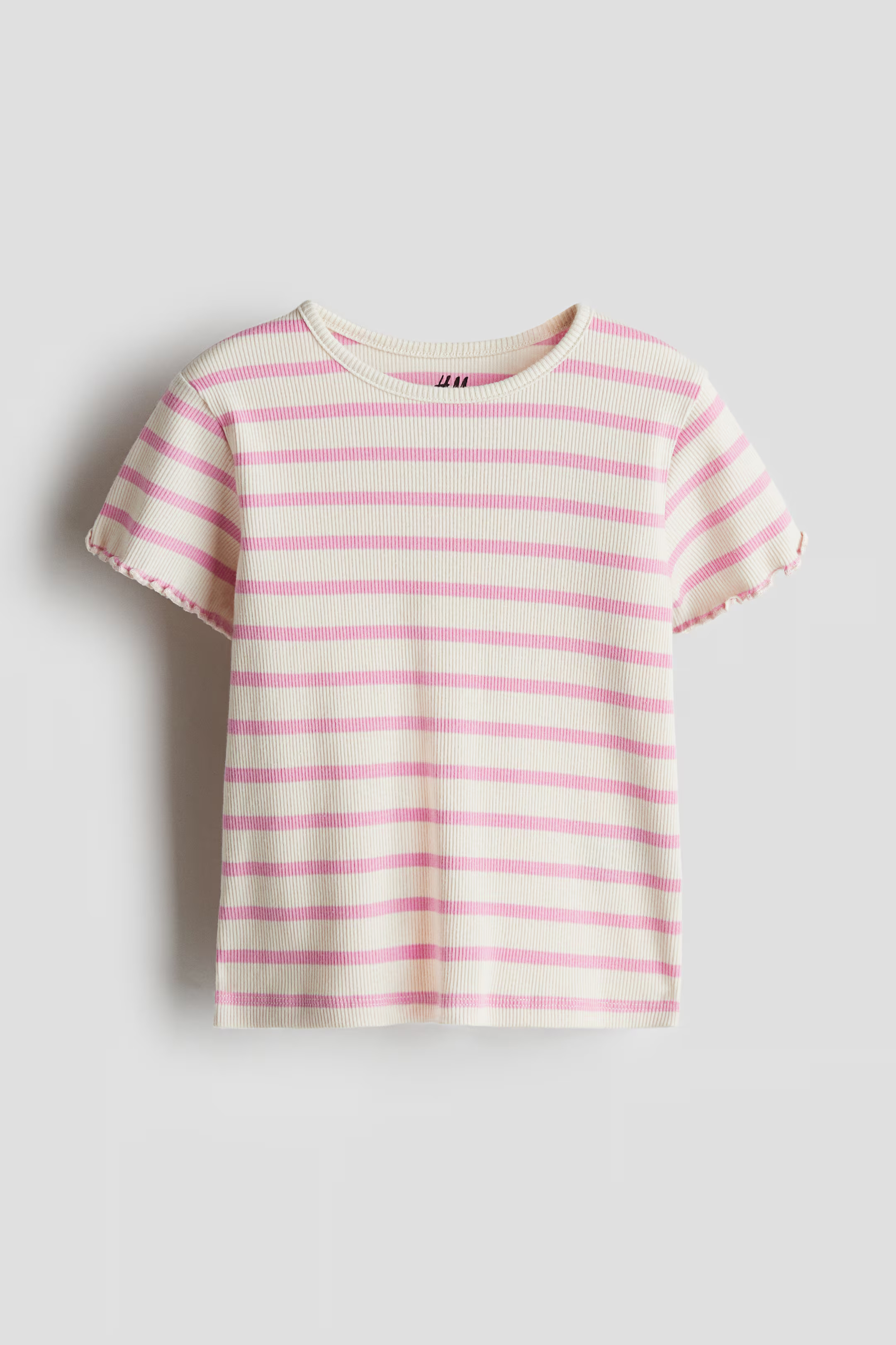 Ribbed Jersey Top - Light beige/striped - Kids | H&M US | H&M (US + CA)