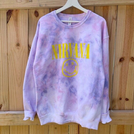 Nirvana Tie dyed sweatshirt, tie dye festival, womens tie dyed sweater, pink purple, long sleeve,... | Etsy (US)