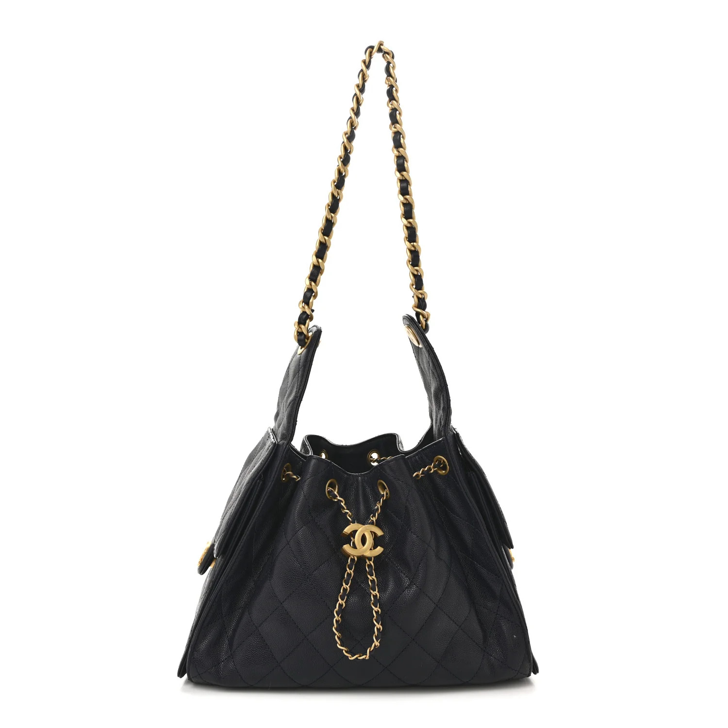 Caviar Quilted Small Chanel 25 Handbag Dark Navy | FASHIONPHILE (US)