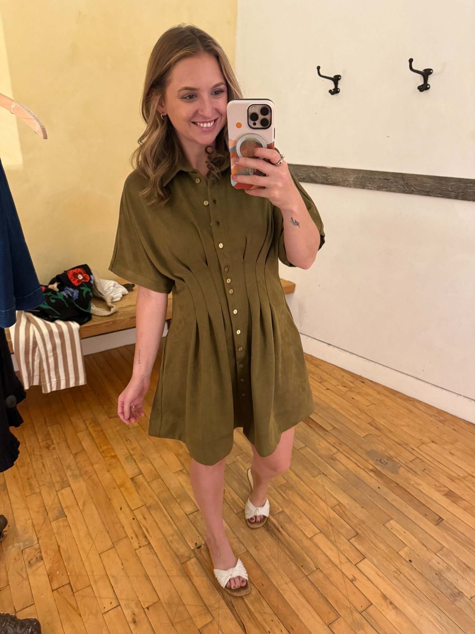 This dress caught my eye at anthro recently and I knew I had to pick it up. It's a pretty fall/ olive green color, such a great length (work appropriate without being too long for everyday). So cute to wear with boots, heels, flats etc. I'm so excited to style on my upcoming work trip! 💚

#LTKStyleTip #LTKSeasonal #LTKWorkwear