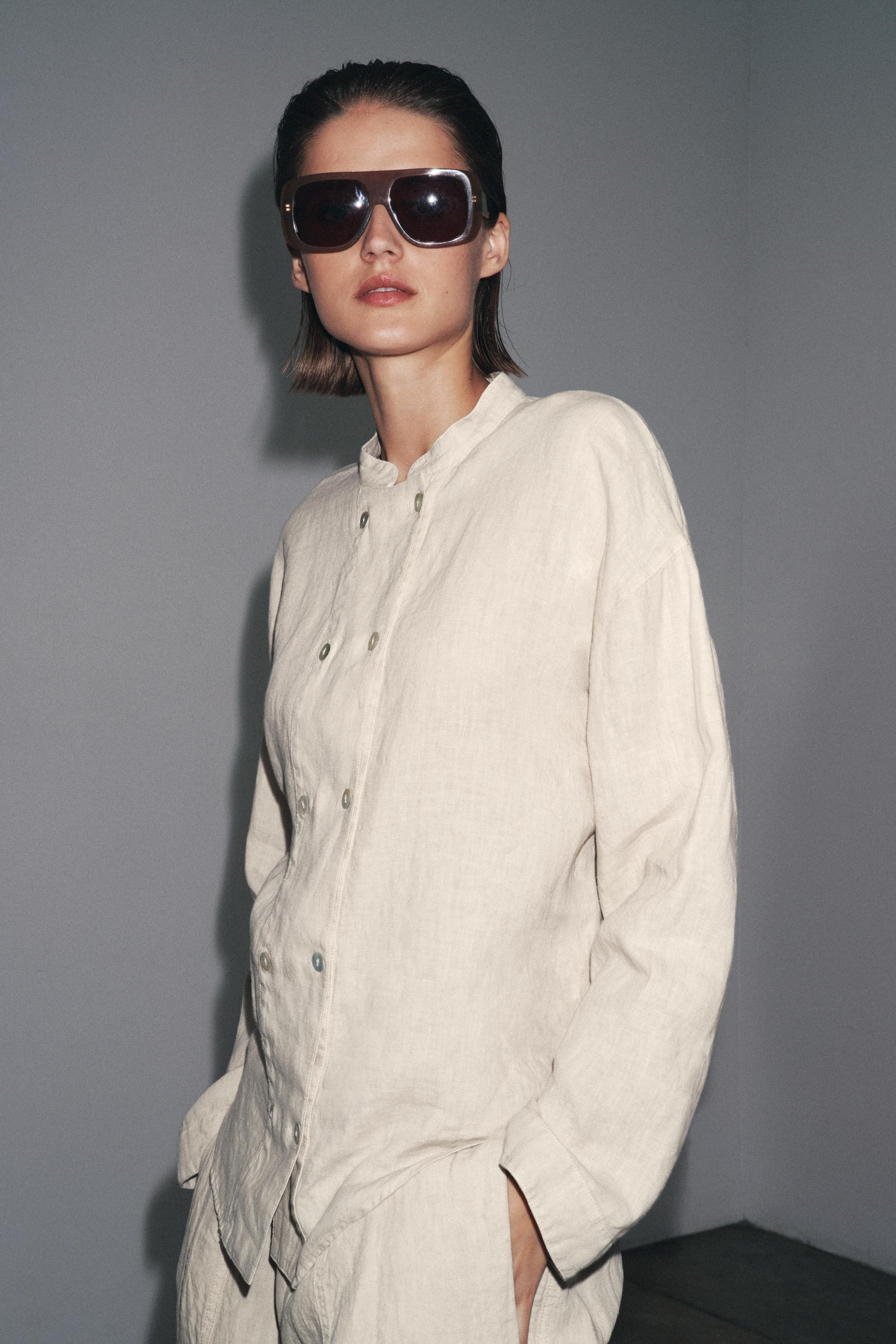 100% LINEN OVERSHIRT ZW COLLECTION | Zara US
