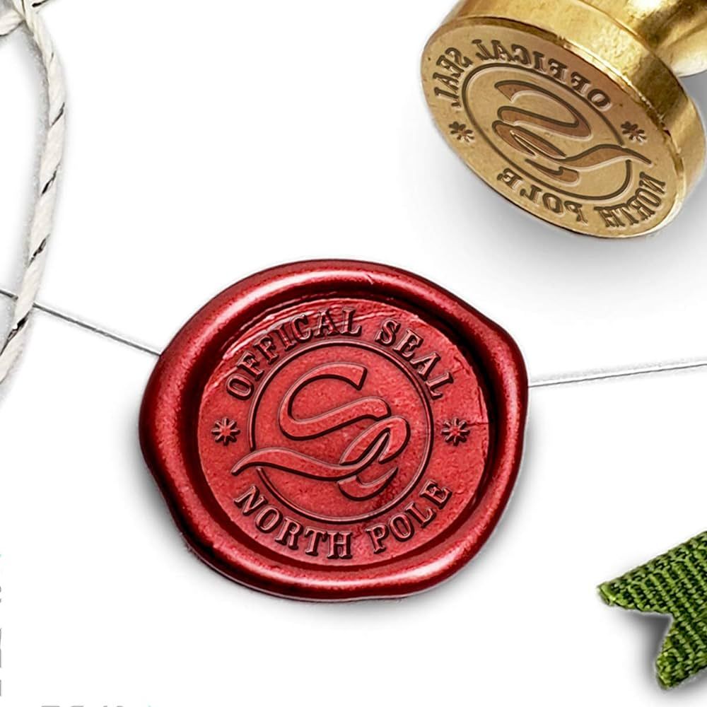 Christmas Official North Pole Seal Wax Seal Stamp Kit with Red/Gold Sealing Wax - 1" Die | Amazon (US)