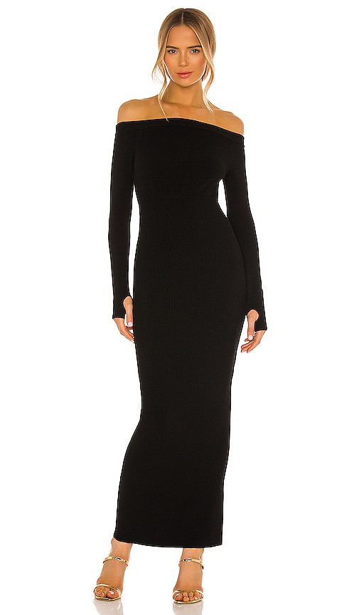 Michael Costello x REVOLVE Off Shoulder Bodycon Maxi Dress in Black. - size S | Revolve Clothing (Global)