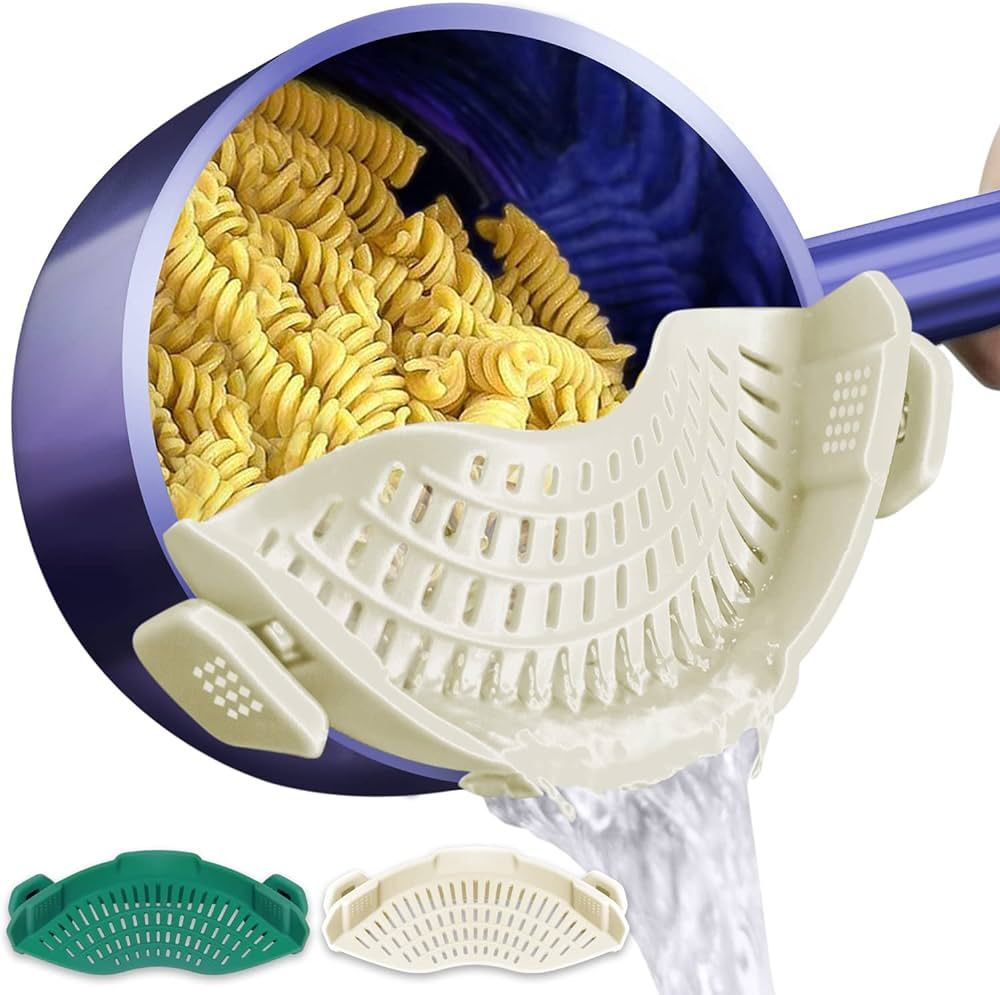 Amazon.com: AUOON Clip on Strainer,2 PACK Silicone Food Strainer Pasta Drainer for Pasta,Spaghett... | Amazon (US)
