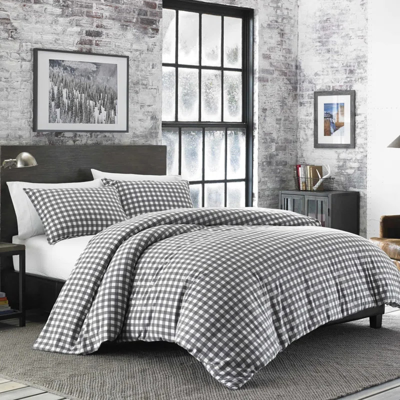 Preston Gray/White Cotton Reversible Modern & Contemporary Comforter Set | Wayfair North America