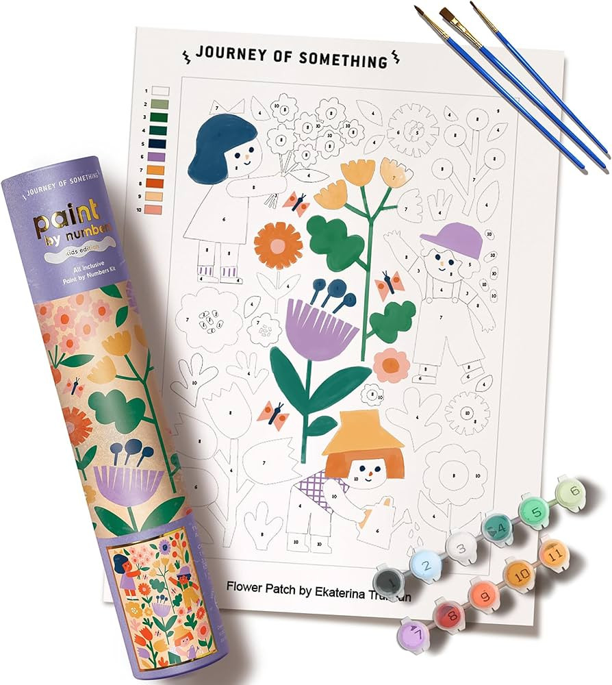 Journey of Something: Paint by Numbers - Flower Patch - DIY Art Craft Kit, 8.3 x 11.7 Canvas Pict... | Amazon (US)
