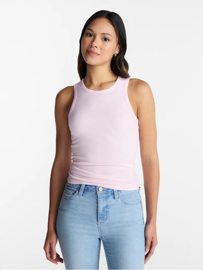 No Boundaries Ribbed High Neck Tank Top, Women's XXS-XXL | Walmart (US)