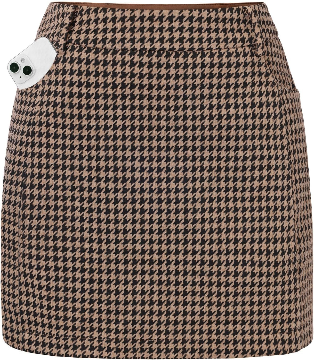 Women Plaid Mini Skirts with Shorts, High Waist Pencil Skort with Pockets | Amazon (US)
