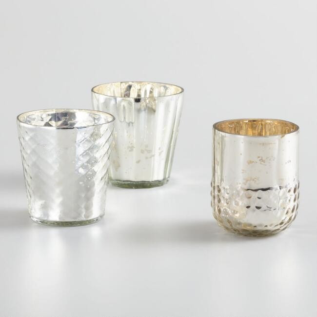 Silver Mercury Glass Votive Candleholders, Set of 3 | World Market