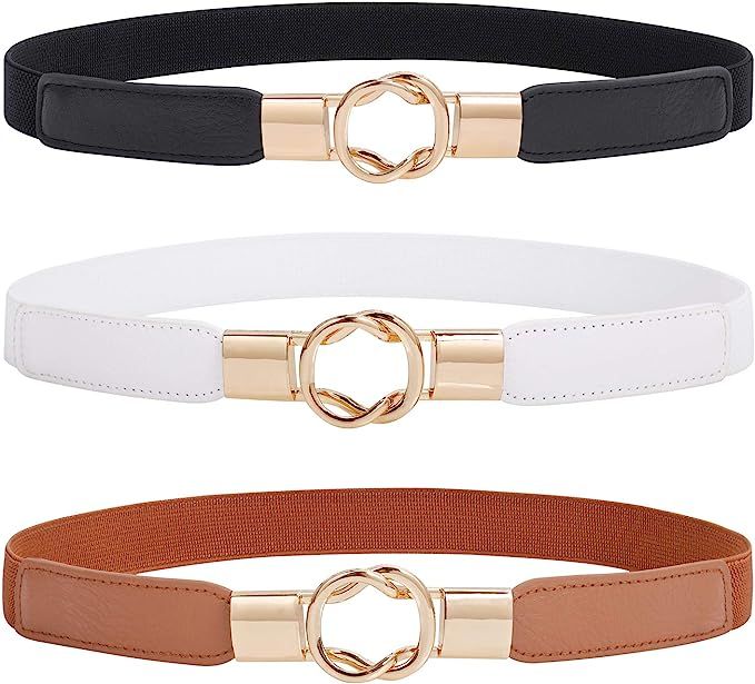 Women Skinny Stretchy Waist Belt for Dress Ladies Elastic Thin Belt Plus Size | Amazon (US)